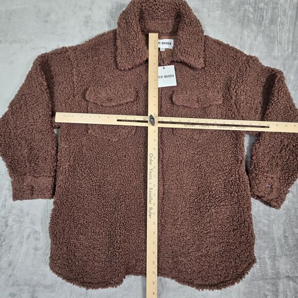 Steve Madden Shirt Jacket Women's Small Shaved Chocolate Brown Cozy W/ Pockets - Picture 3 of 7